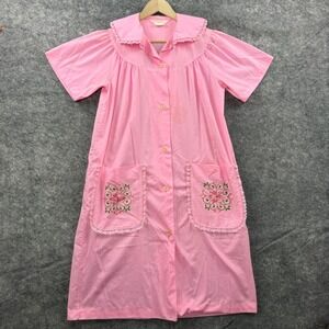 Vintage Sears Perma Prest House Coat Womens 10/12 Pink Comfort Cottagecore Robe